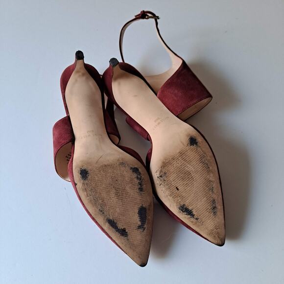 Nine West Salinda Suede Pointed Toe Ankle Strap Dress Pump Heels Red Womens 8.5 - Picture 5 of 12